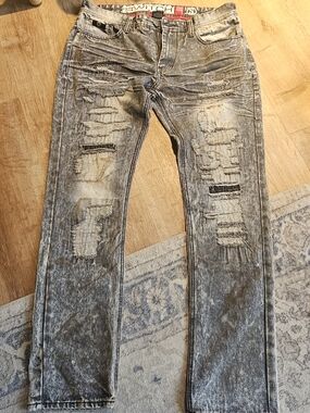 men's Switch Remarkable Premium Denim distressed jeans in size 36x34 acid washed